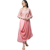 Aurelia Pink Floral Printed Foil Sequin Kurta Dupatta Bottomwear