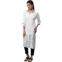 White Floral Printed Women Kurta
