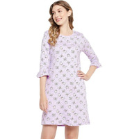Clovia Women's Cotton Print Me Pretty Short Night Dress (Ns1365D12_Purple_M)