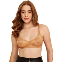 Clovia Women's Lace Non-Padded Non-Wired Full Cup Self-Patterned Bra (Br0224P24_Beige_40C)