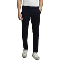 Dennis Lingo Men's Cotton Lycra Full Length Solid Slim Fit Chino Trousers (Navy, 30)