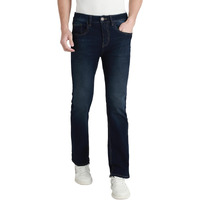 Dennis Lingo Men's Denim Solid Loose Fit Mid Rise Casual Jeans (Dark Blue, 28)