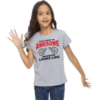 Bon Organik Awesomeness For Girl(Bon295-Ht-Gm-G-L1T Tee) Grey