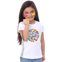 Bon Organik Happy Holi Tshirt For Girls (Hollibon1214_White_Girl_2-3Y)