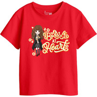Bon Organik Girl's Regular Fit T-Shirt (Bon11419_Red