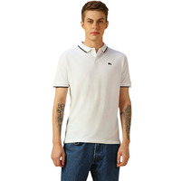 Dennis Lingo Men's White Poly Cotton Loose Fit Solid Half Sleeve Polo T-Shirt