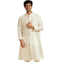 Diwas By Manyavar Men's Art Silk Embroidered | Jacquard Weave Kurta (Warm White,Xxxl)