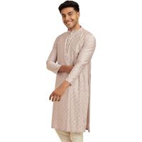 Diwas By Manyavar Men's Art Silk Buta Prints Kurta (Lilac,Xxl)
