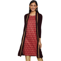 Aurelia Women's Synthetic Kurta (19Noa11059-500866_Red_Small)