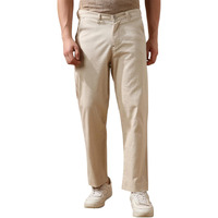 Dennis Lingo Men Beige Solid Relaxed Fit Trousers