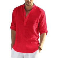 Bellstone Men's Cotton Blend Solid Regular Shirt (Kurta800_Red_Xxl