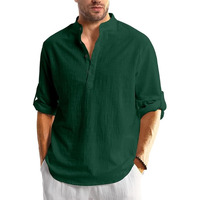 Bellstone Men's Cotton Blend Solid Regular Fit Kurta (Kurta1600_Dark Green_Small