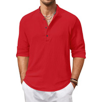 Bellstone Men's Cotton Blend Regular Shirt (Kurta1601_Red_Xl