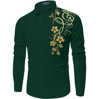Bellstone Men Solid Cotton Full Sleeves Casual Shirt For Men Stylish Latest Dark Green