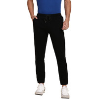Dennis Lingo Men's Cotton Regular Fit Solid Stretchable Joggers, Casual Trouser Pants With Drawstring Waist And Snug Cuff Legs (Black, 30)