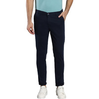 Dennis Lingo Solid Cotton Men's Casual Trouser, Tapered Fit, Mid Rise, Ankle Length Chinos Trousers Navy