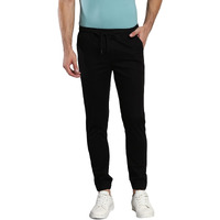 Dennis Lingo Solid Cotton Men's Casual Drawstring Joggers, Straight Fit, Mid Rise, Stretchable Ankle Length Athletic Track Pants, Workout Pants With Pockets, Sportswear For Men, Trousers Black