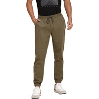 Dennis Lingo Men's Cotton Regular Fit Solid Stretchable Joggers, Casual Trouser Pants With Drawstring Waist And Snug Cuff Legs (Light Olive, 36)