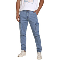 Dennis Lingo Light Blue Slim Fit Denim Cargo Jogger For Men (34)