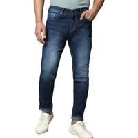 Dennis Lingo Men's Slim Fit Stretchable Mid Rise Cotton Blend Denim Solid Jeans (Indigo7, 32)