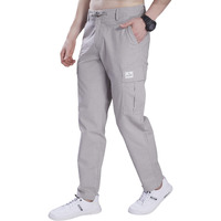 Divisive Men's Loose Fit Linen Blend Cotton Cargo Pants (Dcr258_32_Stone Grey)