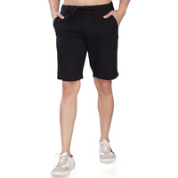 Divisive Men's Relaxed Fit Cotton Linen Blend Shorts (Dsrt3_30_Black)