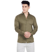 Divisive Men's Solid Slim Fit Shirt (Dst10_L_Khaki)