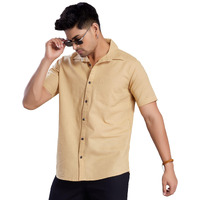 Divisive Men's Slim Fit Linen Half Sleeves Cotton Casual Shirt (Dst152_Xxxl_Beige)