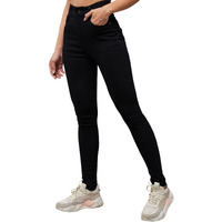 Dolce Crudo Women's Black Slim Fit Regular Length High Rise Denim Jeans (Doss20Den99-25-62-32, Black, 32)