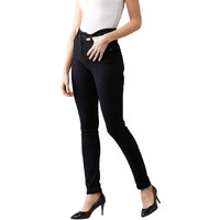 Dolce Crudo Women's Black Slim Fit High Rise Clean Look Acid Wash Regular Length Stretchable Denim Jeans(Doaw18Den02-74-62-32,Black,32)