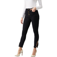 Dolce Crudo Women's Black Skinny Fit Relaxed High Rise Regular Length Denim Stretchable Jeans (Doss21Den10-64-62-34,Black,34)