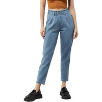 Dolce Crudo Women's Blue Tapered Fit High Rise Regular Stretchable Denim Jeans (Doss22Den12-21-115-32, Blue, 32)