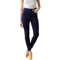 Dolce Crudo Women's Navy Blue Skinny Fit High Rise Clean Look Regular Length Stretchable Denim Jeans(Doaw18Den02-76-71-30,Navy Blue,30)