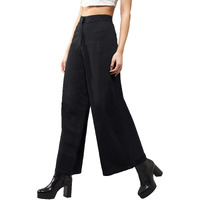 Dolce Crudo Women's Black Wide-Leg High Rise Regular Length Denim Pants (Doss23Den99-11-62-32, Black, 32)