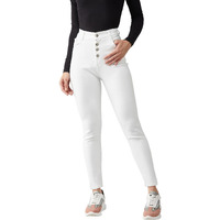 Dolce Crudo Women's White Skinny Fit High Rise Stretchable Regular Length Denim Jeans (Doss21Den99-41-82 34,White,34)