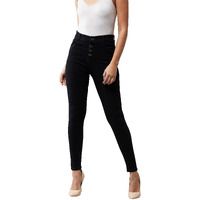 Dolce Crudo Women's Black Skinny Fit High Rise Clean Look Regular Length Stretchable Denim Jeans(Doaw18Den02-78-62-26,Black,26)