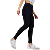 Dolce Crudo Women's Black Skinny Fringed Detailing High Rise Clean Look Solid Cropped Stretchable Denim Jeans(Doss19Den08-21-62-34,Black,34)