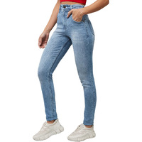 Dolce Crudo Women's Light Blue Slim Fit High Rise Regular Length Light Wash Denim Stretchable Jeans (Doss20Den99-18-158-30, Light Blue, 30)