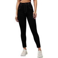 Dolce Crudo Women's Black Skinny High Rise Clean Look Regular Stretchable Denim Jeans (Doss22Den12-44-62-28, Black, 28)