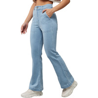 Dolce Crudo Women's Light Blue Bootcut High Rise Clean Look Cropped Jeans (Doss24Den79-18-324-32, Colorado Blue, 32)