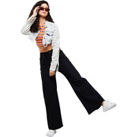 Dolce Crudo Women's Wide Leg High Rise Clean Look Jeans (Doss24Den79-19-334-28, True Black, 28)
