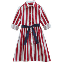 A.T.U.N Cotton Shirt Dress (Gdrs Sht Rdn_Red-White_4-5 Yr)