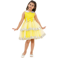A.T.U.N. (All Things Uber Nice) Girls Peter Pan Sequins Collar Birthday Party Princess Tiered Dress For Kids 0-10Y Yellow