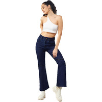 Dolce Crudo Women's Bootcut High Rise Regular Stretchable Denim Jeans (Doss23Den12-53-332-36, Deep Blue, 36)