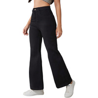 Dolce Crudo Women's Bootcut High Rise Clean Look Denim Jeans (Doss24Den13-09-62-28, Black, 28)