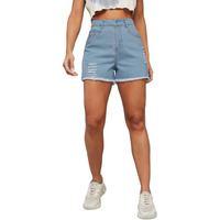 Dolce Crudo Enhance Optimism Denim Ripped Shorts Blue