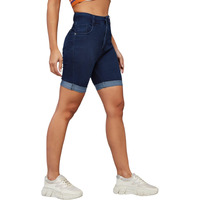Dolce Crudo Women's Skinny High Rise Regular Length Stretchable Denim Shorts (Doss24Den79-17-516-34, Storm Blue, 34)