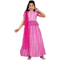 Aarika Girls Ethnic Wear Turquoise Colour Zig Zag Printed Georgette Lehenga Choli Set (4-10 Years)
