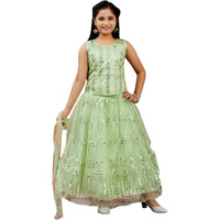 Aarika Girls Ethnic Wear Sea Green Colour Sequin Embroidery Net Lehenga Choli Set (4-10 Years)