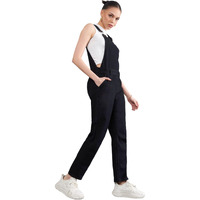 Dolce Crudo Women's High Rise Regular Stretchable Skinny Denim Dungaree (Doss24Den94-02-62-26, Black, 26)